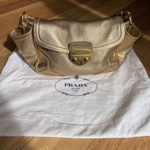 Prada vintage metallic gold shoulder bag